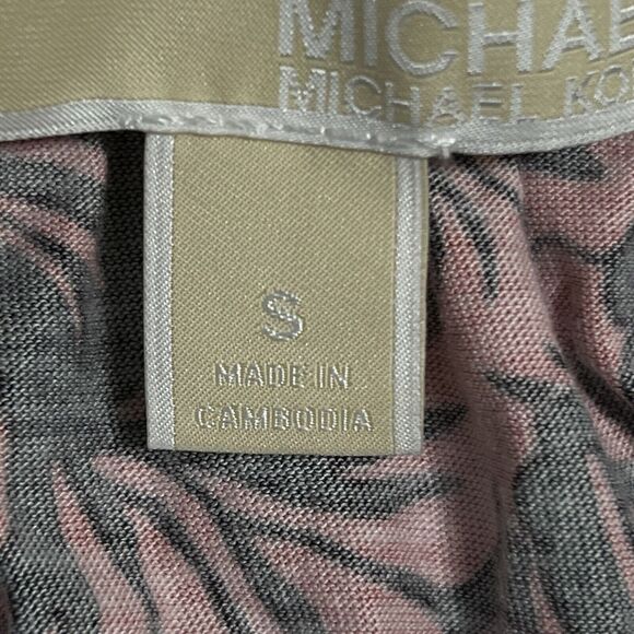 Michael Michael Kors Crop Shirt Top Womens S Cotton Modal Tropical Hibiscus - Picture 8 of 11